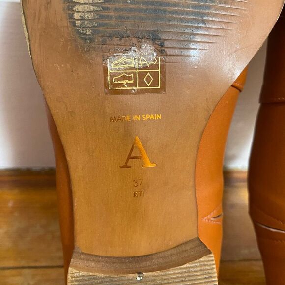 Anthropologie Women’s Size 37 Slip On Ankle Shoes Brown Leather Low Heel - Picture 8 of 12